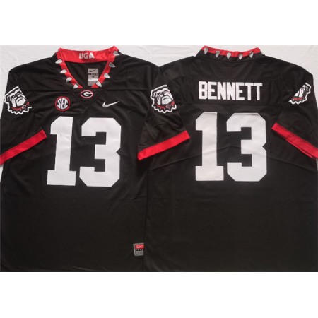 Men's Georgia Bulldogs #13 BENNETT Black College Football Stitched Jersey