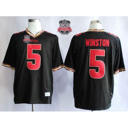 Seminoles #5 Jameis Winston Black 2014 BCS Bowl Patch Stitched NCAA Jersey