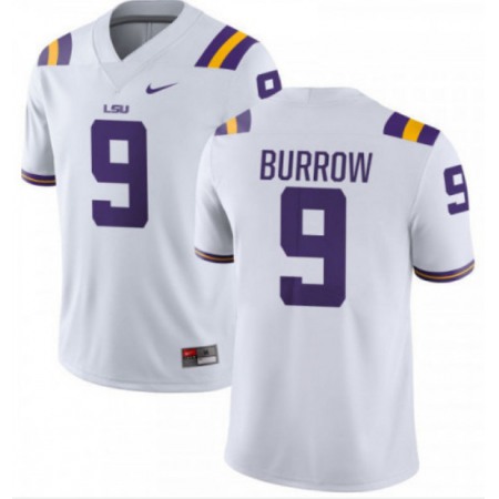 LSU Tigers #9 Joe Burrow White Stitched NCAA Jersey