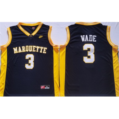 Men's Marquette Golden Eagles #3 Dwyane Wade Black Stitched Jersey