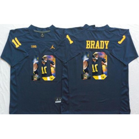 Wolverines #10 Tom Brady Navy Blue Player Fashion Stitched NCAA Jersey