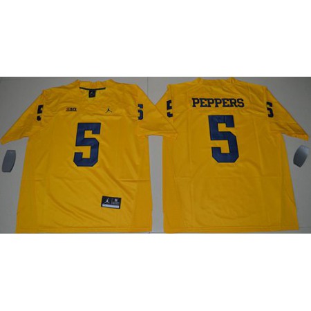 Wolverines #5 Jabrill Peppers Gold Jordan Brand Limited Stitched NCAA Jersey