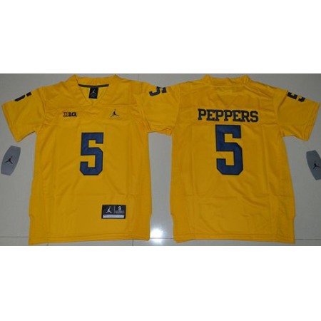 Wolverines #5 Jabrill Peppers Gold Jordan Brand Stitched Youth NCAA Jersey