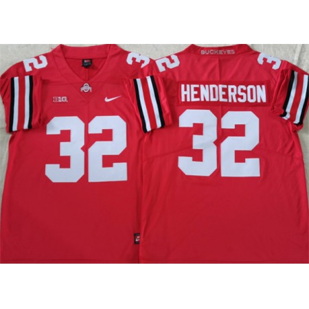 Men's Ohio State Buckeyes #32 HENDERSON Red Stitched Jersey