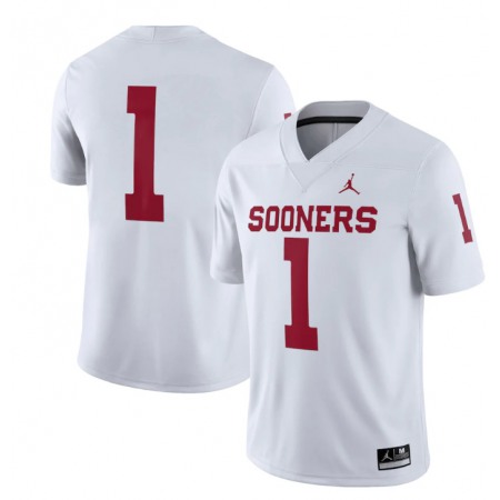 Men's Oklahoma Sooners #1 White Away Game Jersey