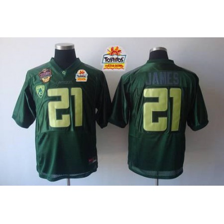 Ducks #21 LaMichael James Green Tostitos Fiesta Bowl Stitched NCAA Jersey