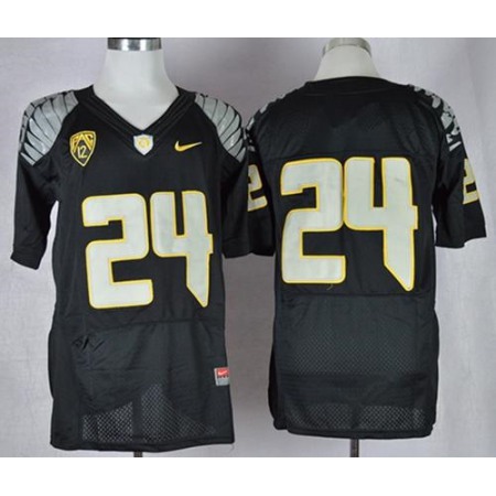 Ducks #24 Thomas Tyner Black Elite PAC-12 Patch Stitched NCAA Jersey