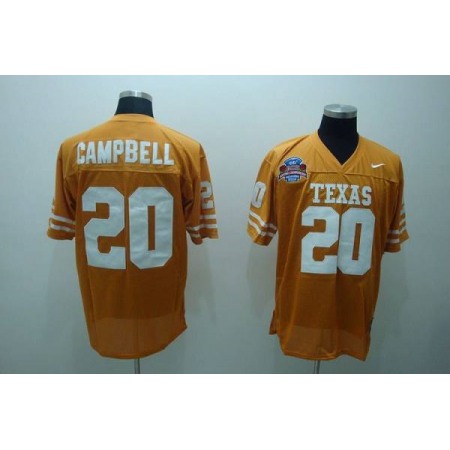 Longhorns #20 Earl Campbell Orange Stitched NCAA Jersey