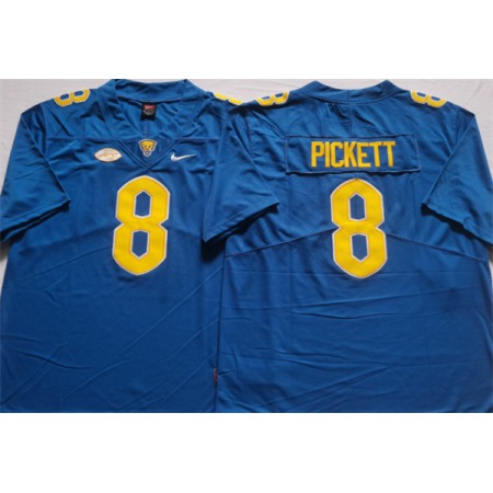 Men's Pittsburgh Panthers #8 PICKETT Blue Stitched Football Jersey