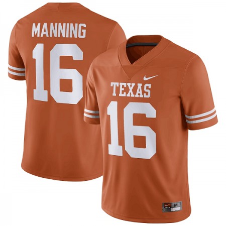 Men's Texas Longhorns #16 Arch Manning Orange Stitched Jersey