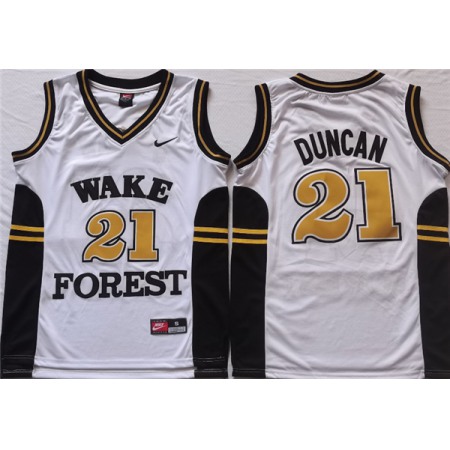 Demon Deacons #21 Tim Duncan White Stitched NCAA Jersey