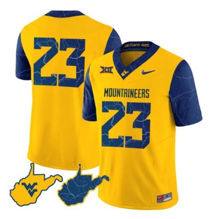 Youth West Virginia Mountaineers #6 Garrett Greene Gold 2023 F.U.S.E. Stitched Basketball Jersey