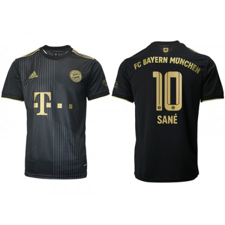 Men's FC Bayern Munchen #10 Leroy Sane Black Away Soccer Jersey