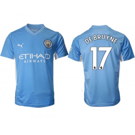 Men's Manchester City #17 Kevin De Bruyne 2021/22 Blue Home Soccer Jersey