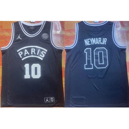 Men's Paris Saint-Germain #10 Neymar Jr Black Stitched Basketball Jersey