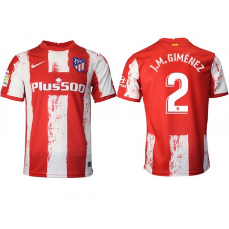 Men's Athletic De Madrid #2 Jose Gimenez Red/White Home Soccer Jersey