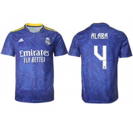 Men's Real Madrid #4 David Alaba 2021/22 Blue Away Soccer Jersey