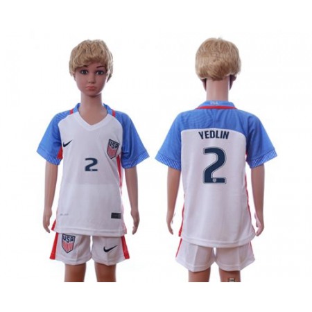 USA #2 Yedlin Home Kid Soccer Country Jersey