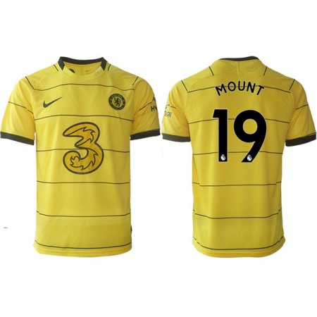 Men's Chelsea #19 Mason Mount 2021/22 Yellow Away Soccer Jersey