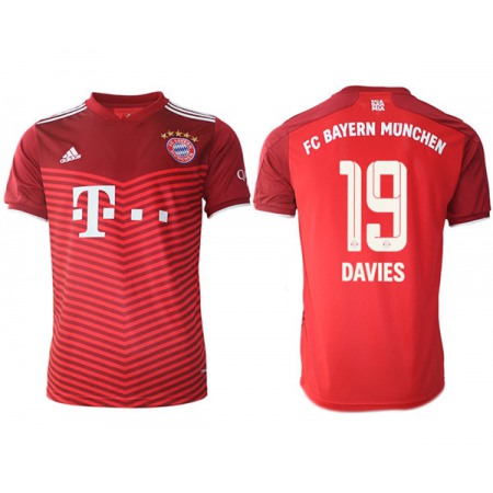 Men's FC Bayern Munchen #19 Alphonso Davies Red Home Soccer Jersey