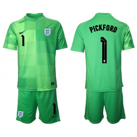 Men's England #1 Pickford Green Goalkeeper Soccer Jersey Suit