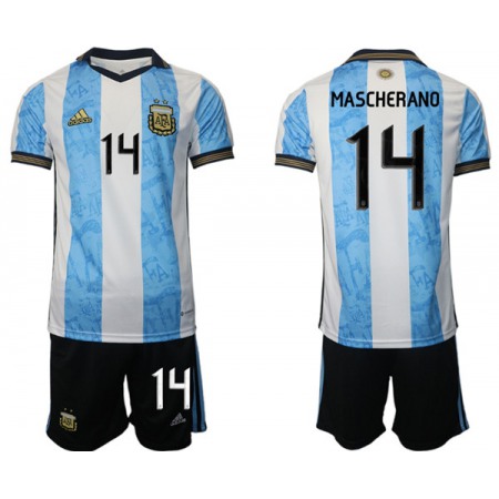 Men's Argentina #14 Mascherado White/Blue Home Soccer Jersey Suit