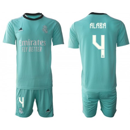 Men's Real Madrid #4 David Alaba 2021/22 Teal Away Soccer Jersey Suit