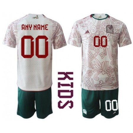 Youth Mexico Custom White Away Soccer Jersey Suit