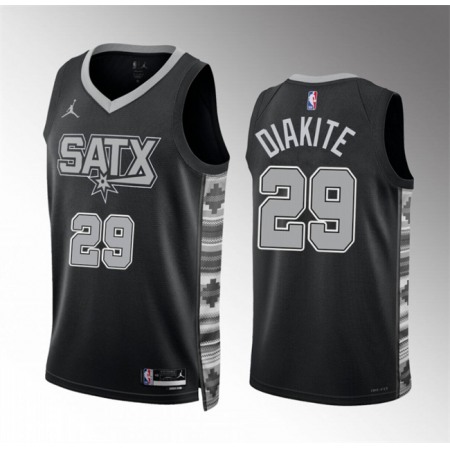 Men's San Antonio Spurs #29 Mamadi Diakite Black Statement Edition Stitched Basketball Jersey