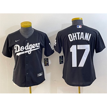 Women's Los Angeles Dodgers #17 Shohei Ohtani Black Stitched Jersey(Run Small)