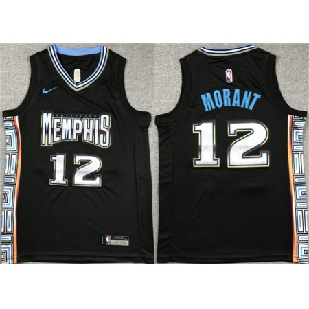 Youth Memphis Grizzlies #12 Ja Morant Black City Edition Stitched Basketball Jersey