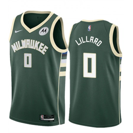 Youth Milwaukee Bucks #0 Damian Lillard Green Icon Edition Stitched Basketball Jersey