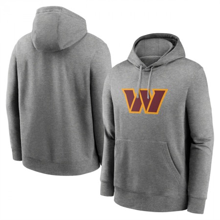 Men's Washington Commanders Heather Gray Primary Logo Long Sleeve Hoodie T-Shirt