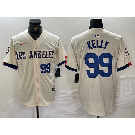 Men's Los Angeles Dodgers #99 Joe Kelly Cream Stitched Baseball Jersey