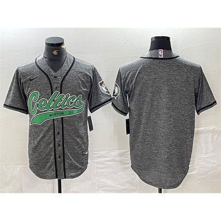 Men's Boston Celtics Blank Gray With Patch Stitched Baseball Jersey