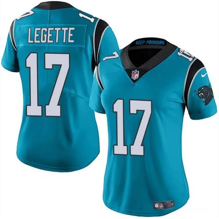 Women's Carolina Panthers #17 Xavier Legette Blue 2024 Draft Vapor Stitched Jersey(Run Small)