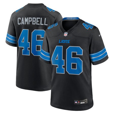 Men's Detroit Lions Jack Campbell Nike Black 2nd Alternate Game Jersey