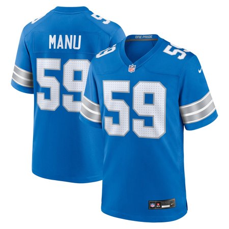 Men's Detroit Lions Giovanni Manu Nike Blue Team Game Jersey