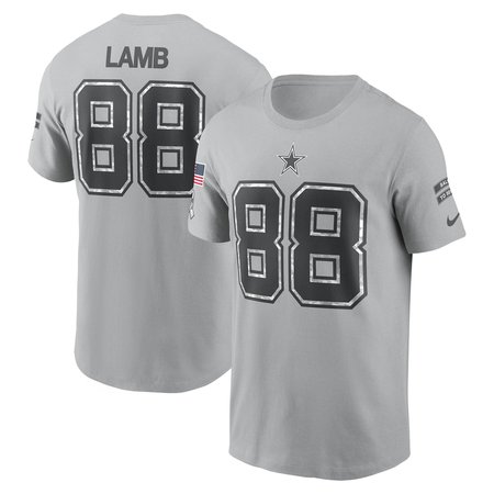 Men's Dallas Cowboys CeeDee Lamb Nike Gray 2024 Salute To Service Name & Number T-Shirt