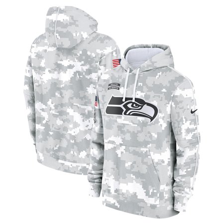 Youth Seattle Seahawks Nike White/Gray 2024 Salute To Service Pullover Hoodie