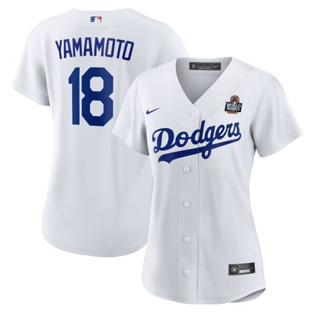 Women's Los Angeles Dodgers Yoshinobu Yamamoto Nike White 2024 World Series Home Home Replica Jersey