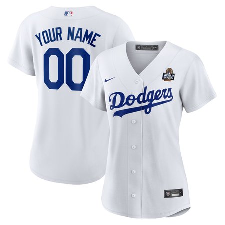 Women's Los Angeles Dodgers Nike White 2024 World Series Home Home Custom Replica Jersey