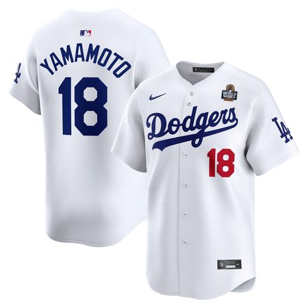 Men's Los Angeles Dodgers Yoshinobu Yamamoto Nike White 2024 World Series Home Limited Player Jersey