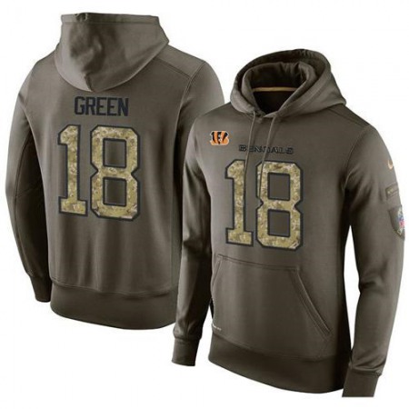 NFL Men's Nike Cincinnati Bengals #18 A.J. Green Stitched Green Olive Salute To Service KO Performance Hoodie