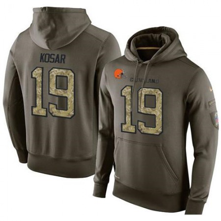 NFL Men's Nike Cleveland Browns #19 Bernie Kosar Stitched Green Olive Salute To Service KO Performance Hoodie