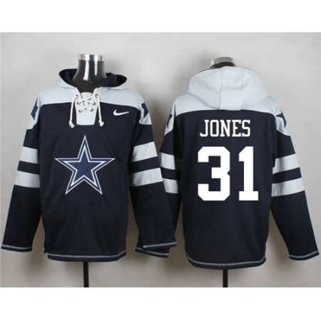 Nike Cowboys #31 Byron Jones Navy Blue Player Pullover NFL Hoodie