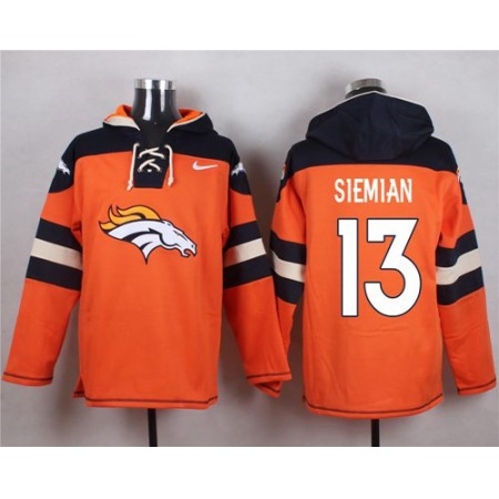 Nike Broncos #13 Trevor Siemian Orange Player Pullover NFL Hoodie