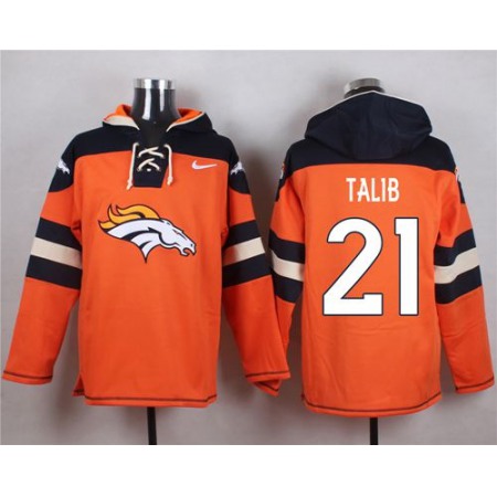 Nike Broncos #21 Aqib Talib Orange Player Pullover NFL Hoodie