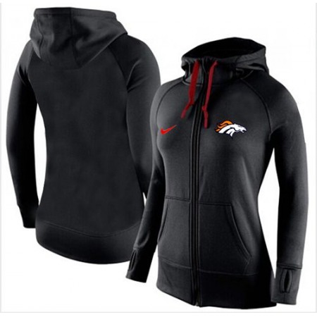 Women's Nike Denver Broncos Full-Zip Performance Hoodie Black