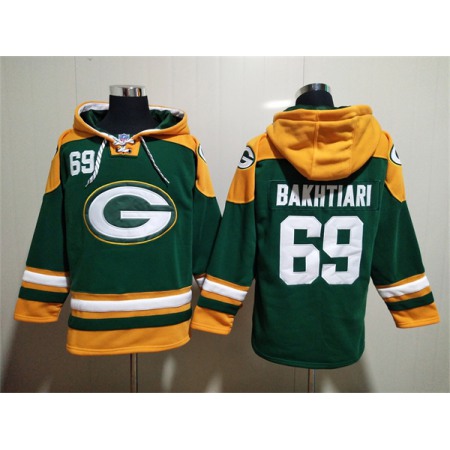 Men's Green Bay Packers #69 David Bakhtiari Green Lace-Up Pullover Hoodie